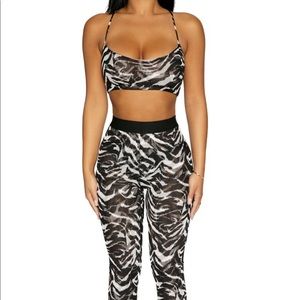 Naked Wardrobe Animal Print Mesh Leggings